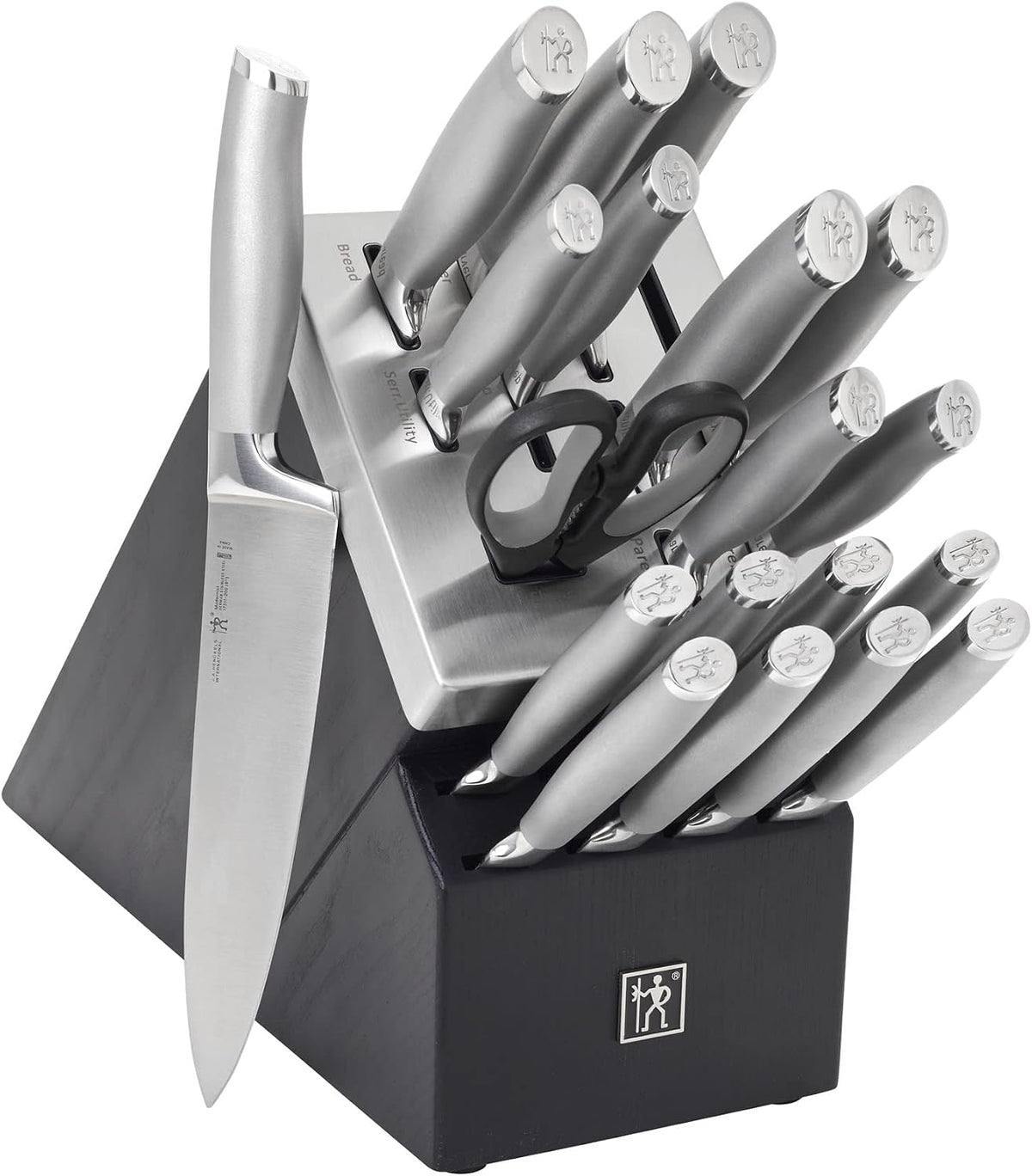 Modernist 14-pc Self-Sharpening Knife Block Set - Black