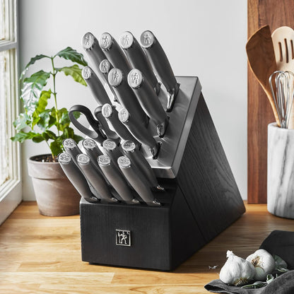 Modernist 14-pc Self-Sharpening Knife Block Set - Black
