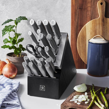 Modernist 14-pc Self-Sharpening Knife Block Set - Black