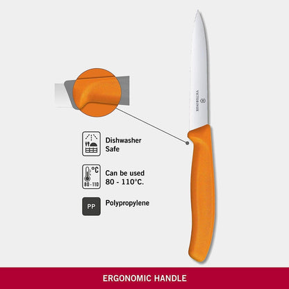 6.7736.L9 Swiss Classic Paring Knife for Cutting and Preparing Fruit and Vegetables Serrated Blade in Orange 3.9 inches
