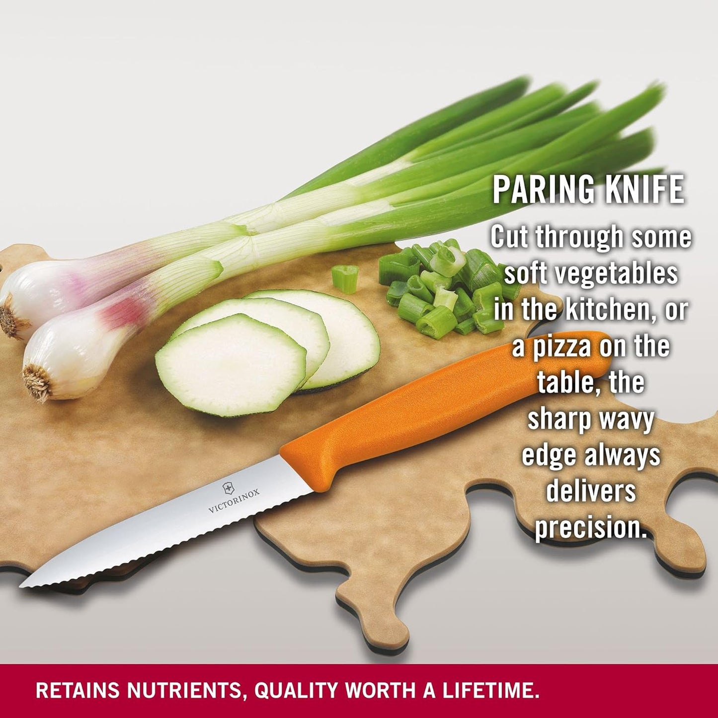 6.7736.L9 Swiss Classic Paring Knife for Cutting and Preparing Fruit and Vegetables Serrated Blade in Orange 3.9 inches