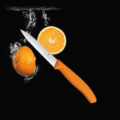 6.7736.L9 Swiss Classic Paring Knife for Cutting and Preparing Fruit and Vegetables Serrated Blade in Orange 3.9 inches