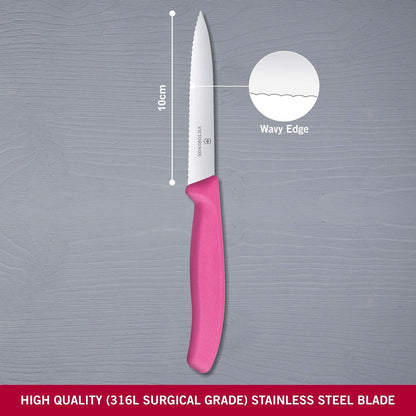 6.7736.L9 Swiss Classic Paring Knife for Cutting and Preparing Fruit and Vegetables Serrated Blade in Orange 3.9 inches