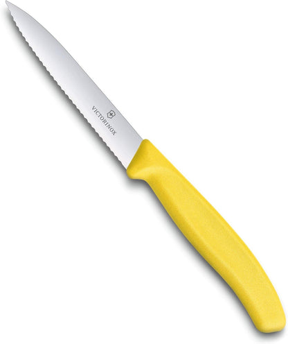 6.7736.L9 Swiss Classic Paring Knife for Cutting and Preparing Fruit and Vegetables Serrated Blade in Orange 3.9 inches