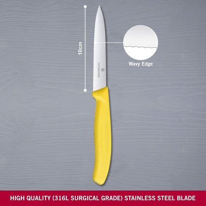 6.7736.L9 Swiss Classic Paring Knife for Cutting and Preparing Fruit and Vegetables Serrated Blade in Orange 3.9 inches