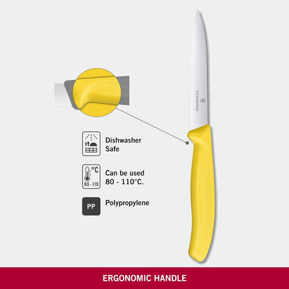 6.7736.L9 Swiss Classic Paring Knife for Cutting and Preparing Fruit and Vegetables Serrated Blade in Orange 3.9 inches
