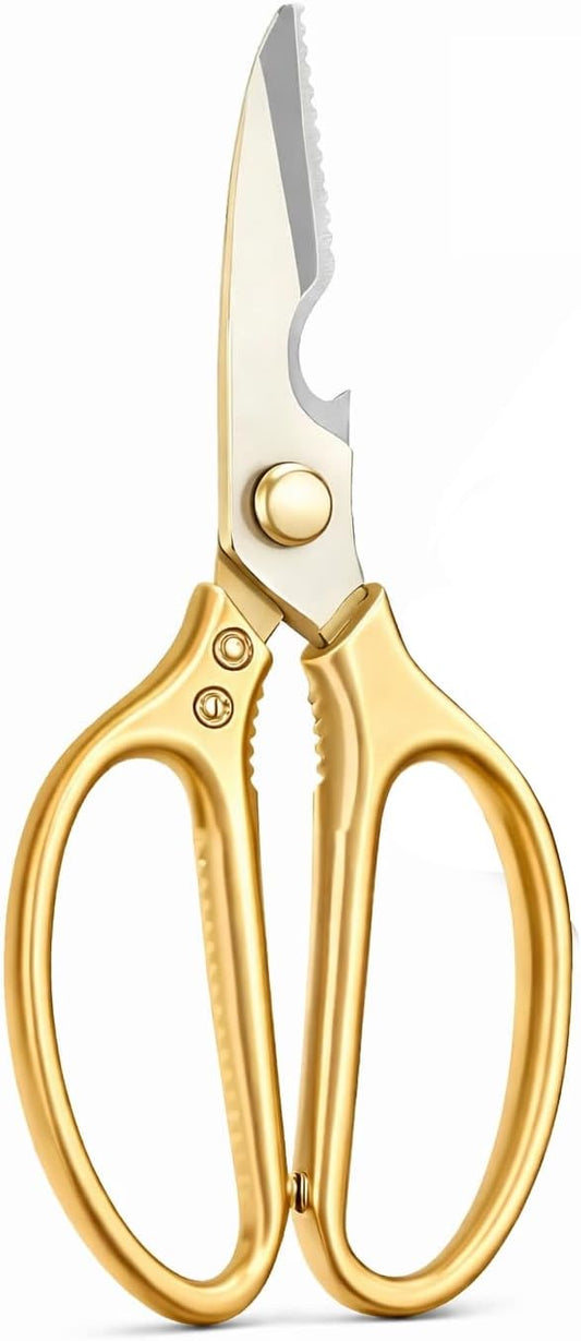 Heavy Duty Multipurpose Stainless Steel Scissors with Big Handle - Champagne Gold