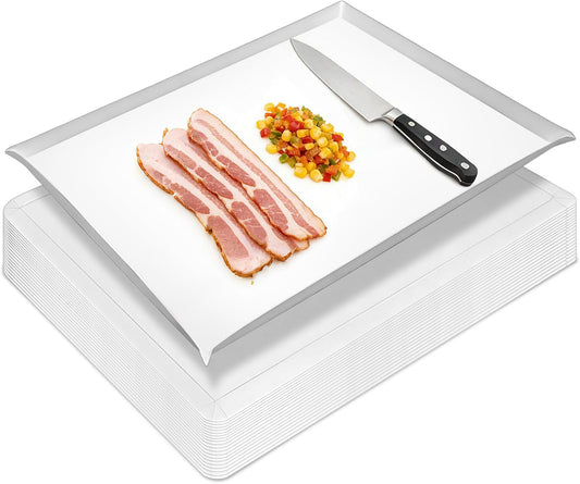 20 Pack Non-slip Disposable Cutting Boards for Kitchen&Commercial | 17 x 12 Inch Collapsible Food Prep Sheets with Built-in Crease, Plastic Cutting Mat for Cooking Camping Tailgating BBQ, White