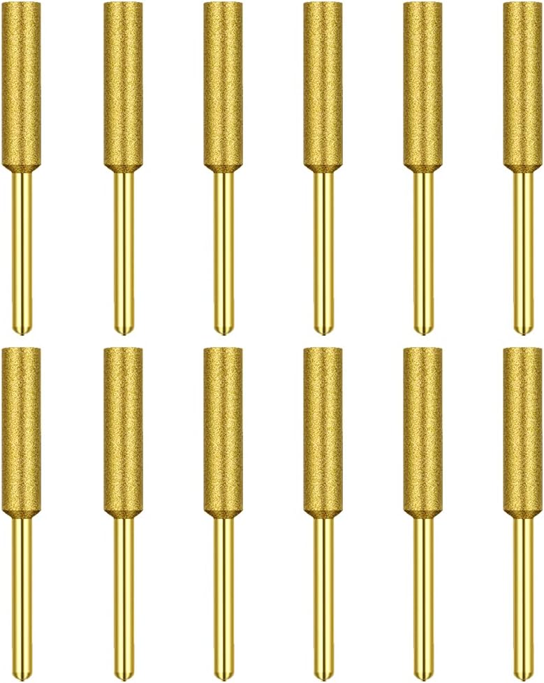 12 Pack Diamond Chainsaw Sharpener Sharpening Wheels, 7/32 Inch Chainsaw File Grinding Wheel Replacement Sharpening Stones, Electric Chain Saw Polishing Tool Grinding Bits (7/32 Inch/ 5.5 mm)