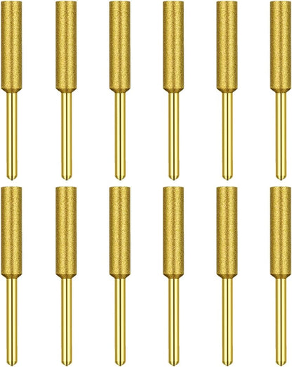 12 Pack Diamond Chainsaw Sharpener Sharpening Wheels, 7/32 Inch Chainsaw File Grinding Wheel Replacement Sharpening Stones, Electric Chain Saw Polishing Tool Grinding Bits (7/32 Inch/ 5.5 mm)