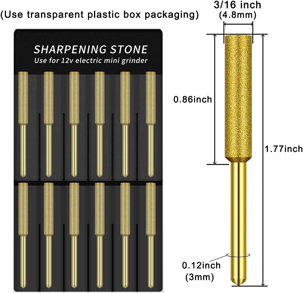 12 Pack Diamond Chainsaw Sharpener Sharpening Wheels, 7/32 Inch Chainsaw File Grinding Wheel Replacement Sharpening Stones, Electric Chain Saw Polishing Tool Grinding Bits (7/32 Inch/ 5.5 mm)
