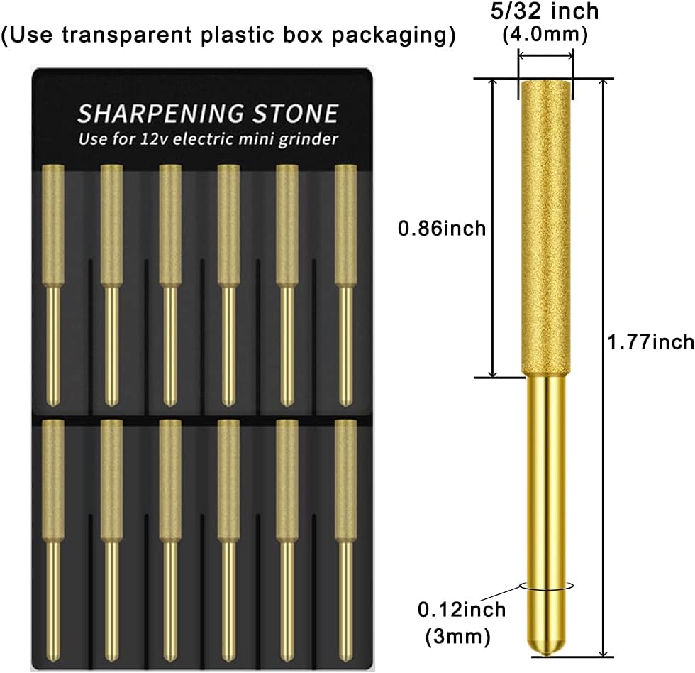 12 Pack Diamond Chainsaw Sharpener Sharpening Wheels, 7/32 Inch Chainsaw File Grinding Wheel Replacement Sharpening Stones, Electric Chain Saw Polishing Tool Grinding Bits (7/32 Inch/ 5.5 mm)