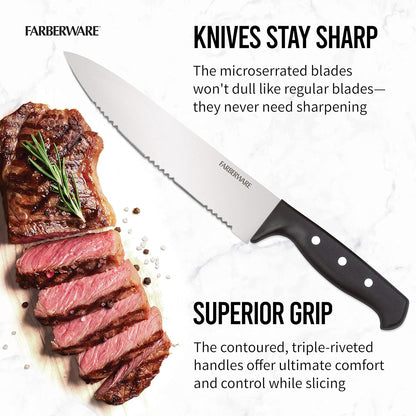 Knife Block Set 22-Piece Kitchen Knife Set with High-Carbon Stainless Steel Blades, Non-Slip Handles, Chef Knife, Santoku, Steak Knives, Scissors, Sharpening Steel, and Storage Block