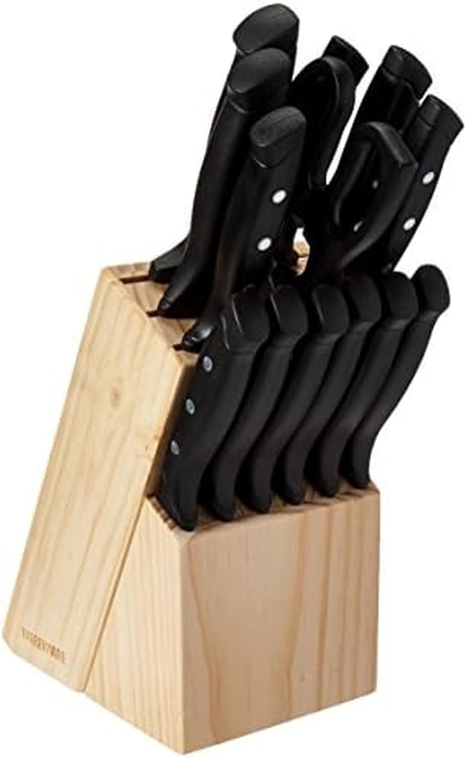 Knife Block Set 22-Piece Kitchen Knife Set with High-Carbon Stainless Steel Blades, Non-Slip Handles, Chef Knife, Santoku, Steak Knives, Scissors, Sharpening Steel, and Storage Block