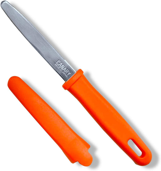 Cardboard Cutter with Blade Cover - 7.5" Box Cutter Utility Knife for Breaking Down Boxes & Opening Packages - Made in Japan, Orange