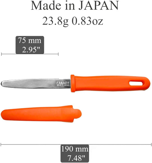 Cardboard Cutter with Blade Cover - 7.5" Box Cutter Utility Knife for Breaking Down Boxes & Opening Packages - Made in Japan, Orange