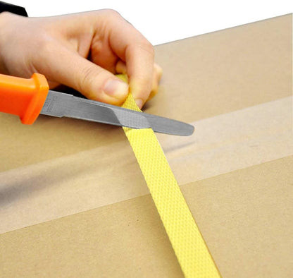 Cardboard Cutter with Blade Cover - 7.5" Box Cutter Utility Knife for Breaking Down Boxes & Opening Packages - Made in Japan, Orange
