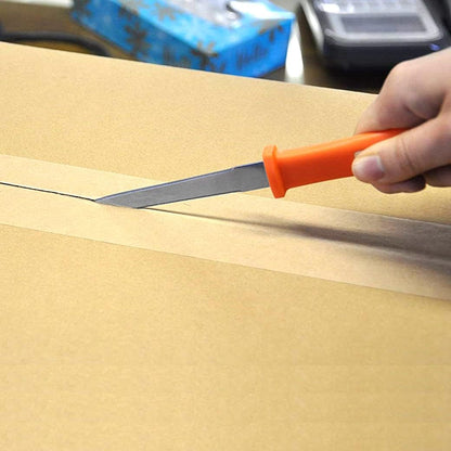 Cardboard Cutter with Blade Cover - 7.5" Box Cutter Utility Knife for Breaking Down Boxes & Opening Packages - Made in Japan, Orange