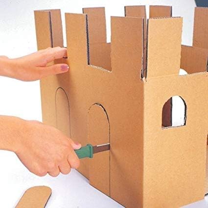 Cardboard Cutter with Blade Cover - 7.5" Box Cutter Utility Knife for Breaking Down Boxes & Opening Packages - Made in Japan, Orange