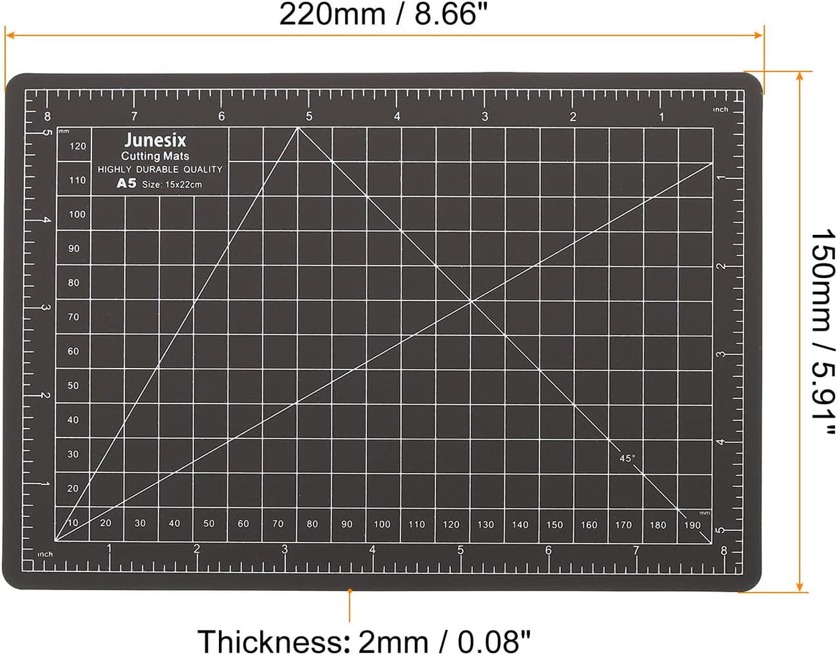 6" x 8" Cutting Mats, Rotary Fabric Mat Self Recover Sewing Mat Double Sided for Hobbyist DIY Craft Creative Design, A5 Black White