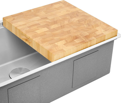 17 x 16 x 2 inch thick End-Grain French Oak Butcher Block Solid Wood Large Cutting Board - RVA2445OAK