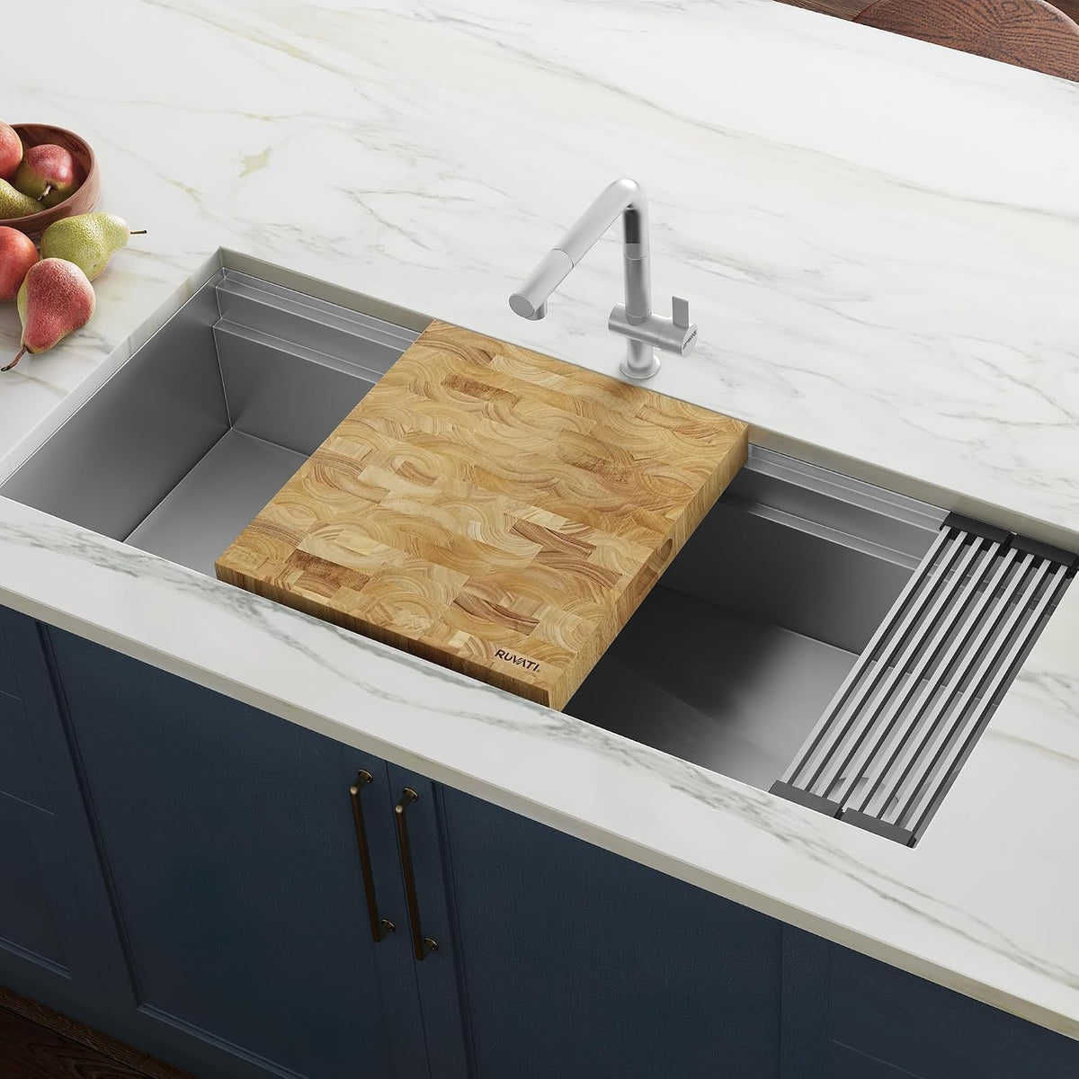 17 x 16 x 2 inch thick End-Grain French Oak Butcher Block Solid Wood Large Cutting Board - RVA2445OAK