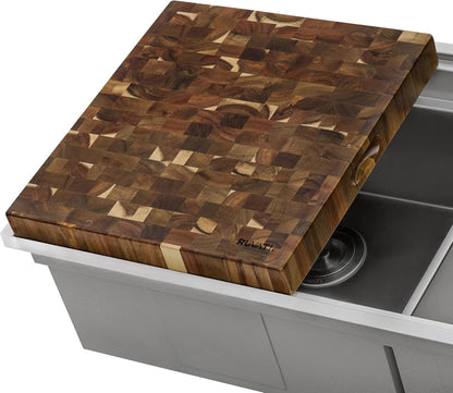 17 x 16 x 2 inch thick End-Grain French Oak Butcher Block Solid Wood Large Cutting Board - RVA2445OAK