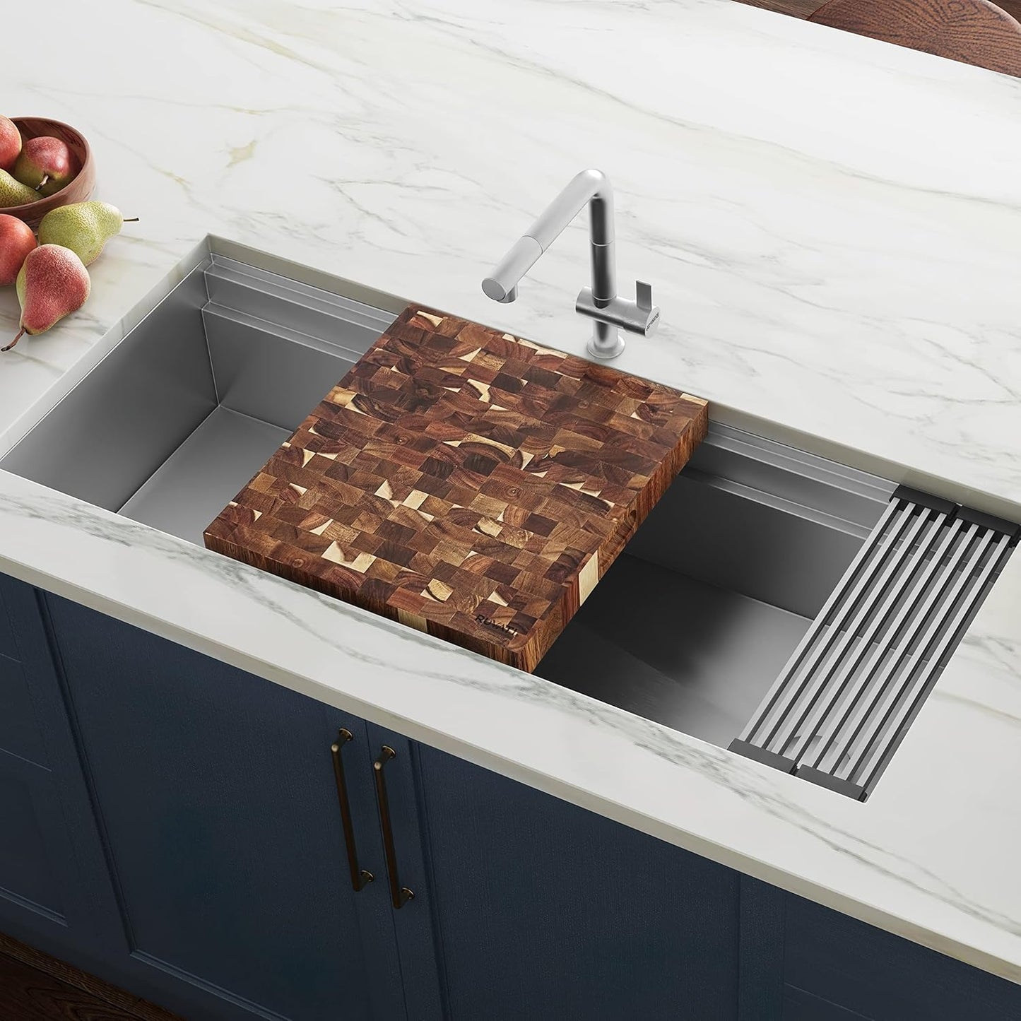 17 x 16 x 2 inch thick End-Grain French Oak Butcher Block Solid Wood Large Cutting Board - RVA2445OAK