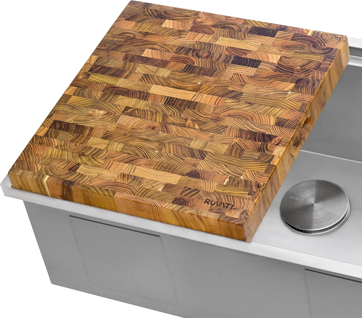 17 x 16 x 2 inch thick End-Grain French Oak Butcher Block Solid Wood Large Cutting Board - RVA2445OAK