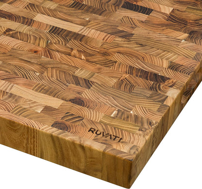 17 x 16 x 2 inch thick End-Grain French Oak Butcher Block Solid Wood Large Cutting Board - RVA2445OAK