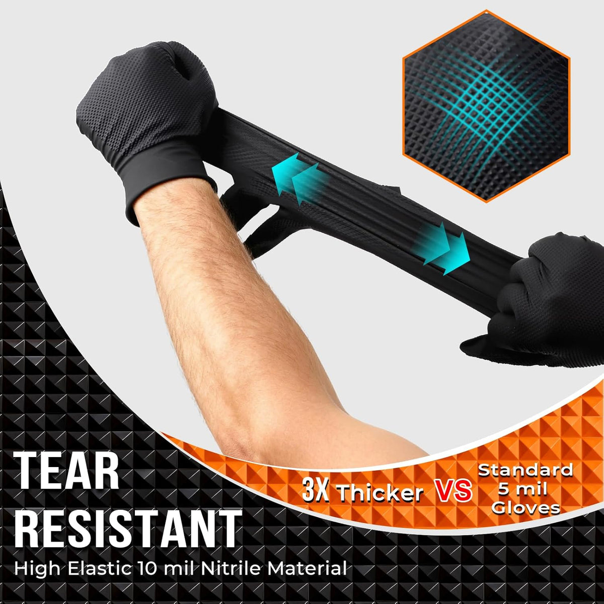 ANBOSON 10 Mil Heavy Duty Diamond Texture Nitrile Gloves, X-Large, 100 Ct | 10 Mil Diamond Grip, Heavy Duty Protection, Industrial Work, Automotive Repair, Mechanics, Equipment Maintenance, Secure Grip