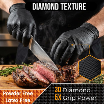 ANBOSON 10 Mil Heavy Duty Diamond Texture Nitrile Gloves, X-Large, 100 Ct | 10 Mil Diamond Grip, Heavy Duty Protection, Industrial Work, Automotive Repair, Mechanics, Equipment Maintenance, Secure Grip