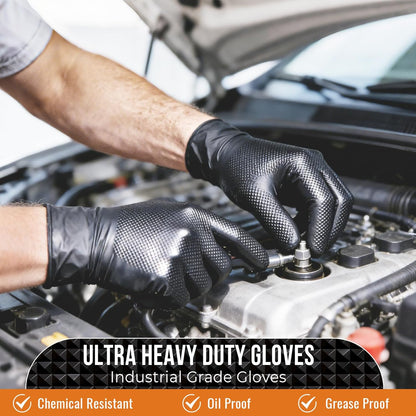 ANBOSON 10 Mil Heavy Duty Diamond Texture Nitrile Gloves, X-Large, 100 Ct | 10 Mil Diamond Grip, Heavy Duty Protection, Industrial Work, Automotive Repair, Mechanics, Equipment Maintenance, Secure Grip