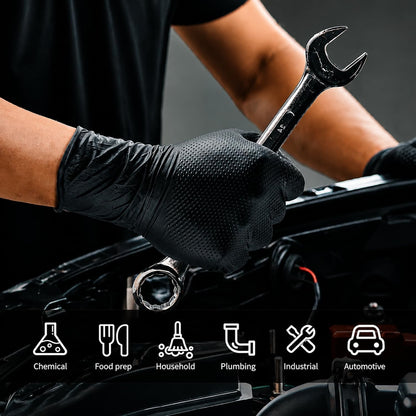 ANBOSON 10 Mil Heavy Duty Diamond Texture Nitrile Gloves, X-Large, 100 Ct | 10 Mil Diamond Grip, Heavy Duty Protection, Industrial Work, Automotive Repair, Mechanics, Equipment Maintenance, Secure Grip
