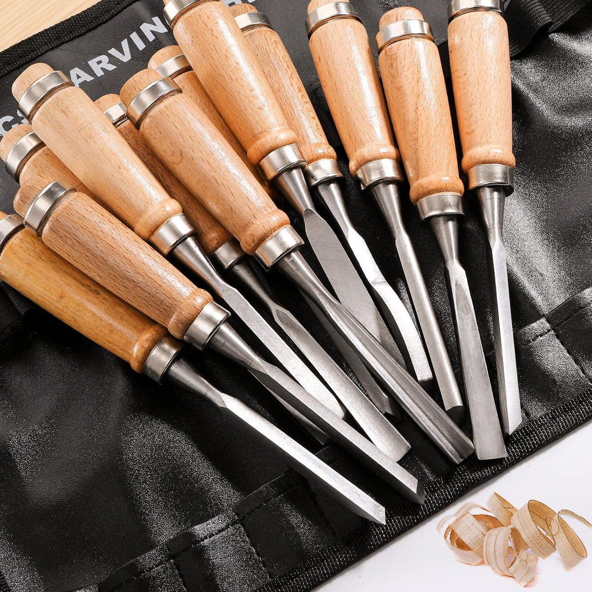 12 PCS Wood Carving Tools, Gouges Woodworking Chisels, Full Size Wood Carving Knifes for Beginner, Hobbyists, Professionals, Artistic, Gifts for Him, Father's Day