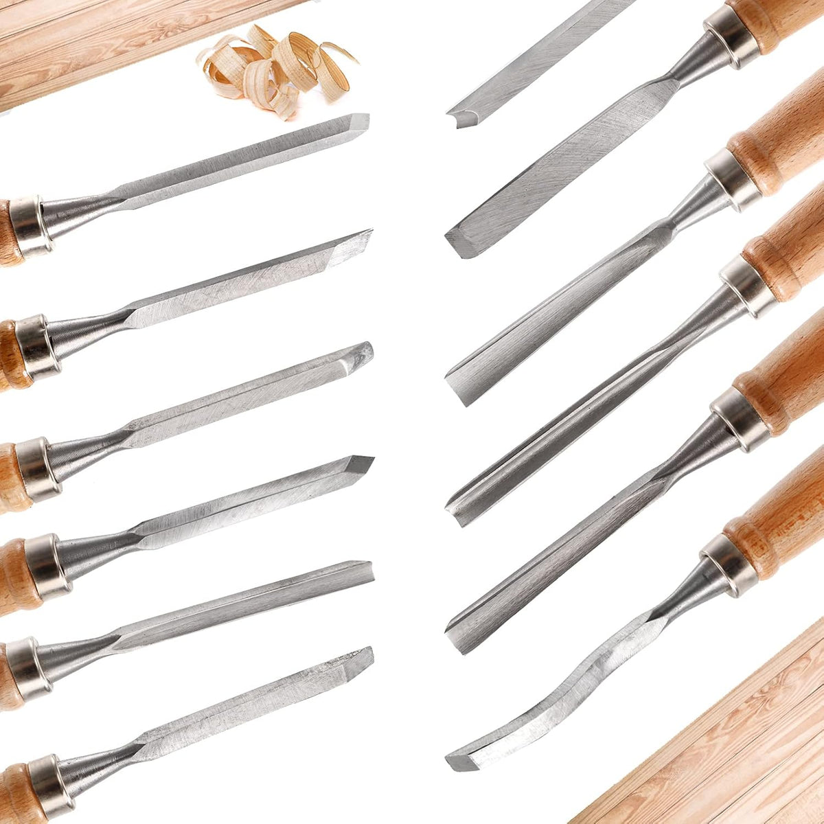 12 PCS Wood Carving Tools, Gouges Woodworking Chisels, Full Size Wood Carving Knifes for Beginner, Hobbyists, Professionals, Artistic, Gifts for Him, Father's Day