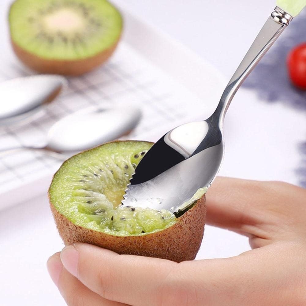 Green Grapefruit Spoons,Stainless Steel Serrated Spoon with Multicolor Ceramic Handle for Kitchen Grapefruit Utensils, 1