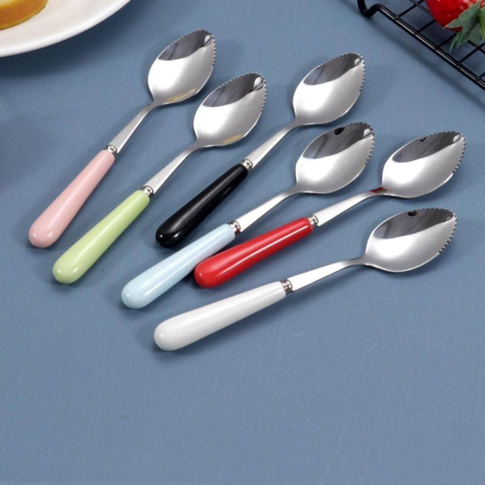 Green Grapefruit Spoons,Stainless Steel Serrated Spoon with Multicolor Ceramic Handle for Kitchen Grapefruit Utensils, 1