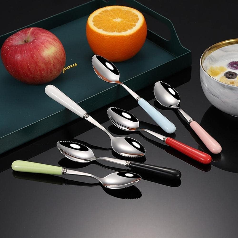 Green Grapefruit Spoons,Stainless Steel Serrated Spoon with Multicolor Ceramic Handle for Kitchen Grapefruit Utensils, 1
