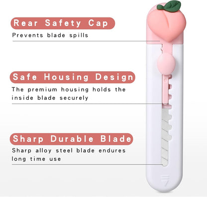 6 Pack Box Cutter Retractable, Sharp Utility Knife Retractable, Cute Box Cutters for Office, Home, Arts Crafts, Cartons, Cardboard, Paper