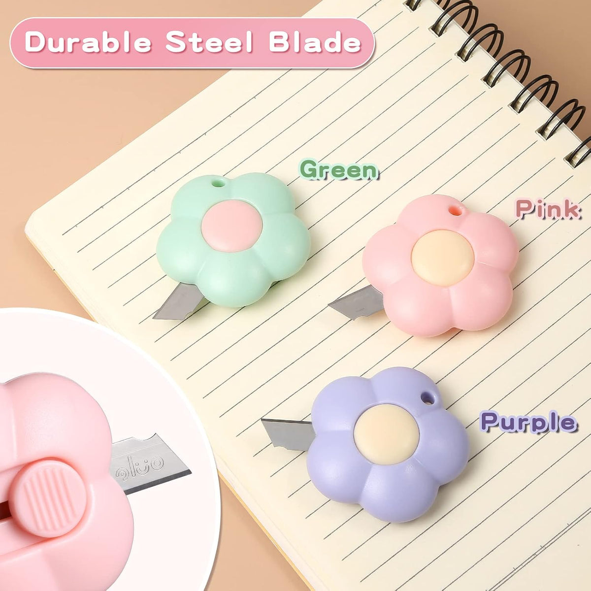 6 Pack Box Cutter Retractable, Sharp Utility Knife Retractable, Cute Box Cutters for Office, Home, Arts Crafts, Cartons, Cardboard, Paper