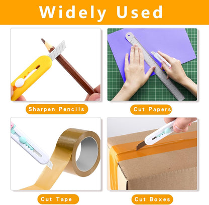 6 Pack Box Cutter Retractable, Sharp Utility Knife Retractable, Cute Box Cutters for Office, Home, Arts Crafts, Cartons, Cardboard, Paper