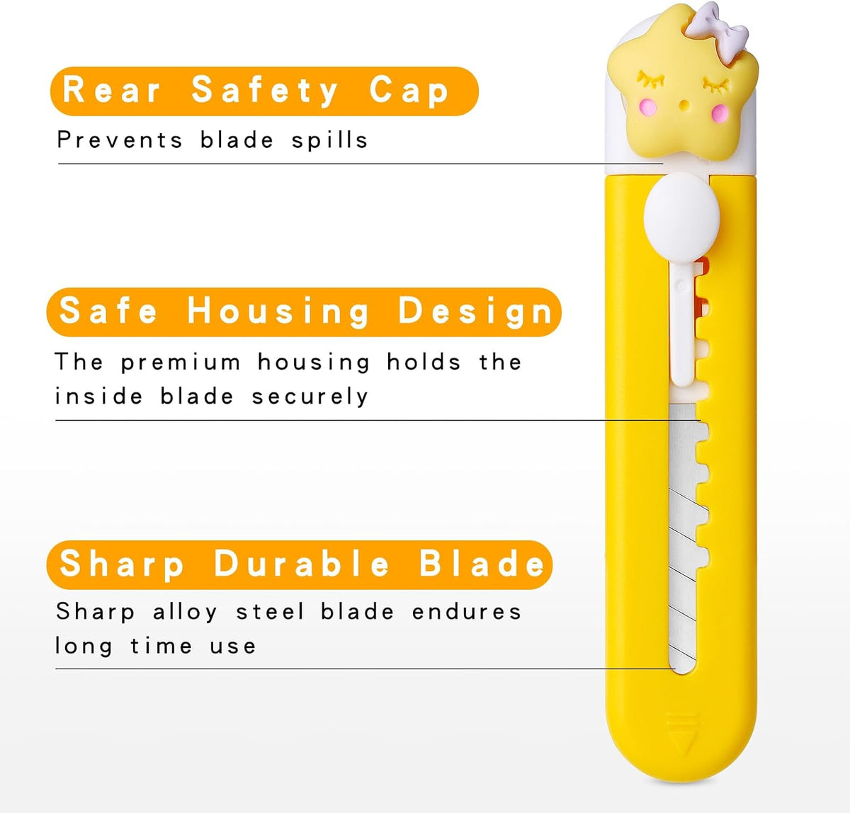 6 Pack Box Cutter Retractable, Sharp Utility Knife Retractable, Cute Box Cutters for Office, Home, Arts Crafts, Cartons, Cardboard, Paper