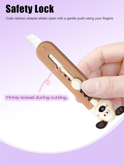6 Pack Box Cutter Retractable, Sharp Utility Knife Retractable, Cute Box Cutters for Office, Home, Arts Crafts, Cartons, Cardboard, Paper