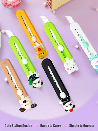 6 Pack Box Cutter Retractable, Sharp Utility Knife Retractable, Cute Box Cutters for Office, Home, Arts Crafts, Cartons, Cardboard, Paper