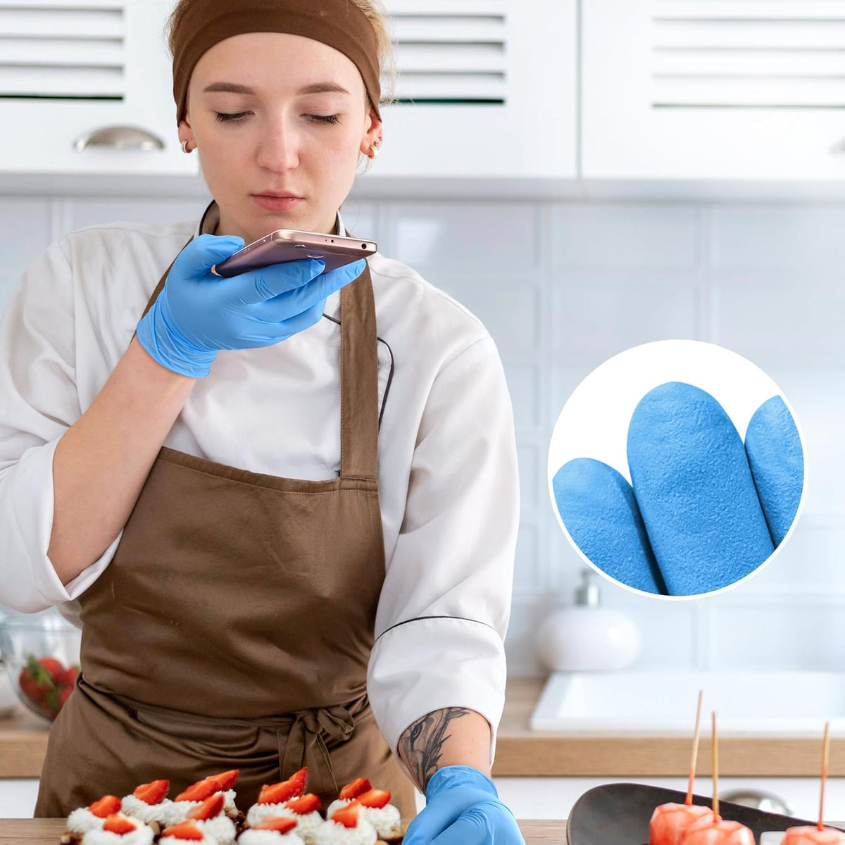 Disposable Nitrile Exam Gloves, Blue, Latex Free, Medical Gloves for Cleaning, Food-Safe, Powder Free, Non-Sterile
