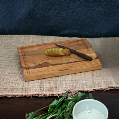 Wooden Round Chopping Board/Cutting Board/Serving Board, Plate for Pizza, Vegetables, Fruits and Cheese Acacia Wood 11.5 x 11.5 Inches Handcrafted Natural