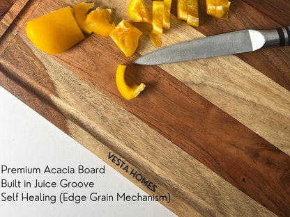 Wooden Round Chopping Board/Cutting Board/Serving Board, Plate for Pizza, Vegetables, Fruits and Cheese Acacia Wood 11.5 x 11.5 Inches Handcrafted Natural