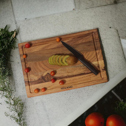 Wooden Round Chopping Board/Cutting Board/Serving Board, Plate for Pizza, Vegetables, Fruits and Cheese Acacia Wood 11.5 x 11.5 Inches Handcrafted Natural