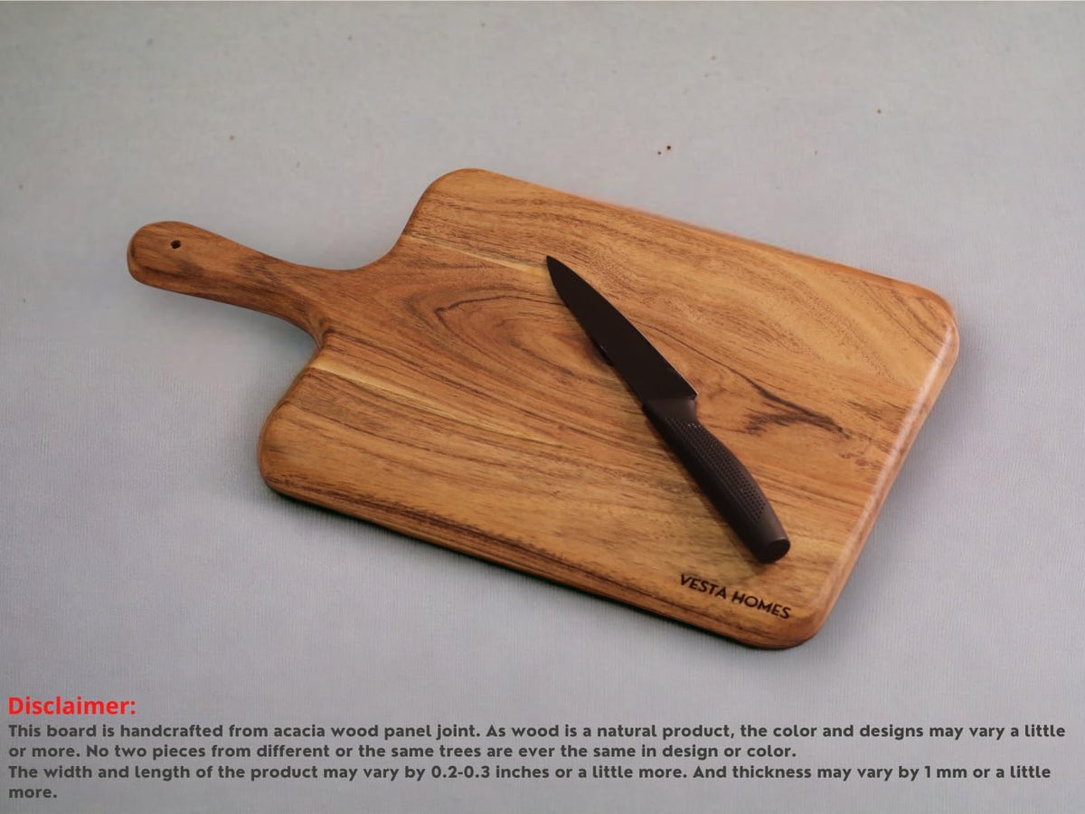 Wooden Round Chopping Board/Cutting Board/Serving Board, Plate for Pizza, Vegetables, Fruits and Cheese Acacia Wood 11.5 x 11.5 Inches Handcrafted Natural